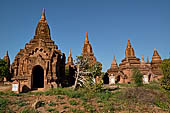 Bagan Myanmar. Cluster of red brick temples near Min myaw yaza  